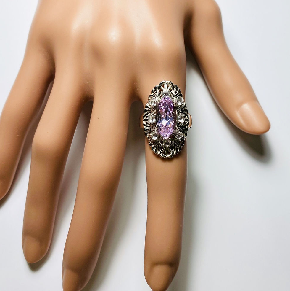 Miniature : 4.2cts Natural pink Kunzite 925 Silver / Gold/ Platinum ring