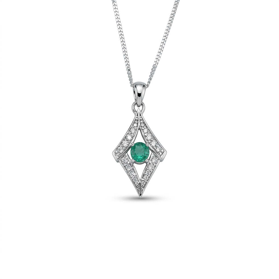 Natural Colombian Emerald pendant Silver, Gold, Platinum