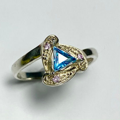 Miniatura: Natural topaz trillion 925 Silver / Gold/ Platinum engagement ring