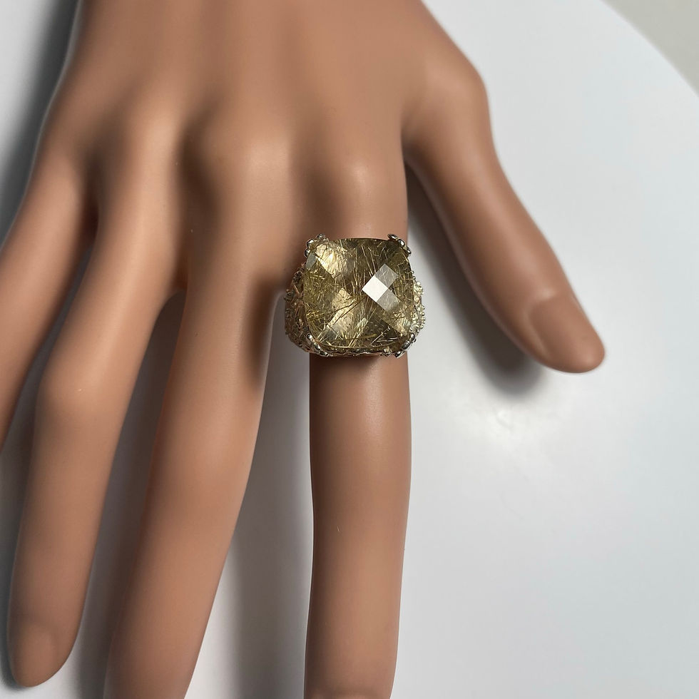 Thumbnail: 13.7ct Natural Rutile Quartz 925 Silver / Gold /Platinum ring