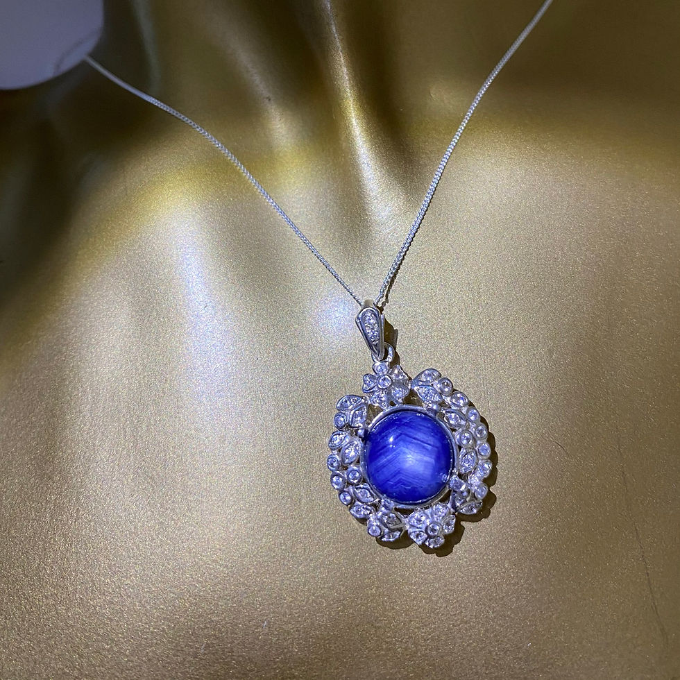 Miniatura: 7.4ct Natural Blue star sapphire Silver / Gold / Platinum pendant