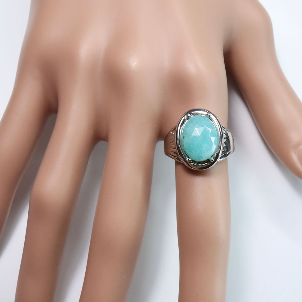 縮圖：3.4ct Natural Amazonite 925 Silver / Gold / Platinum ring