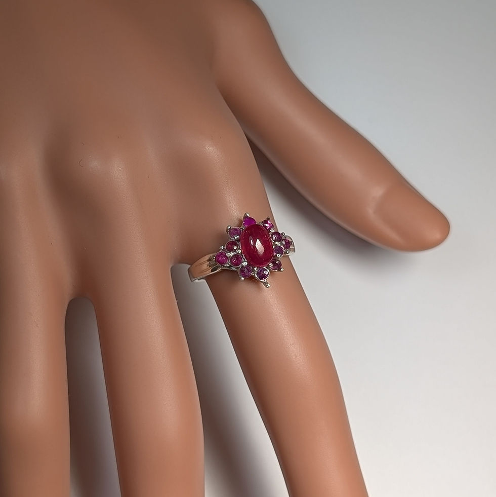 Miniature : 1.3ct Rare Natural Red Rhodonite 925 Silver/ Gold/ ring