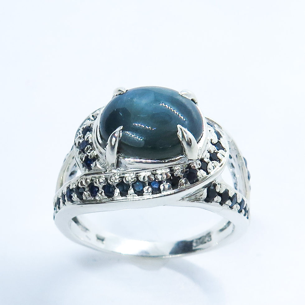 縮圖：Natural royal blue star Sapphire 925 Silver 9ct 14k 18k 375 585 750 Gold 950 Platinum marine knot ring