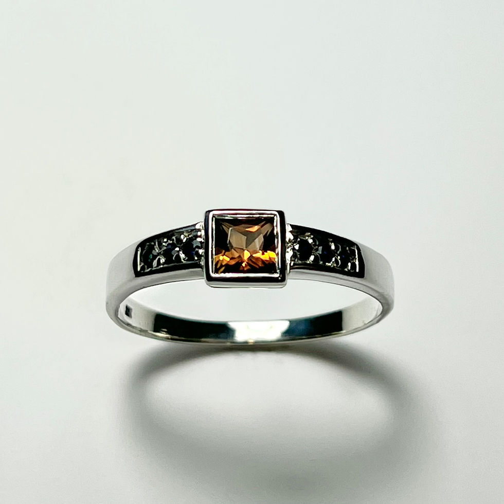 縮圖：Natural princess cut Imperial topaz brown orange yellow 925 Sterling silver 9ct 14k 18k 375 585 750 Gold Platinum unisex ring