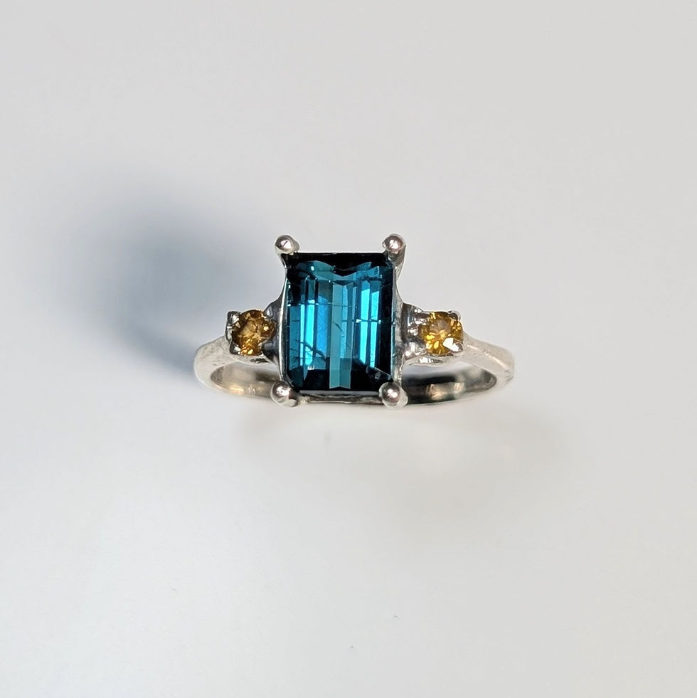 1.86ct Natural Indicolite tourmaline Blue 925 Silver / Gold ring