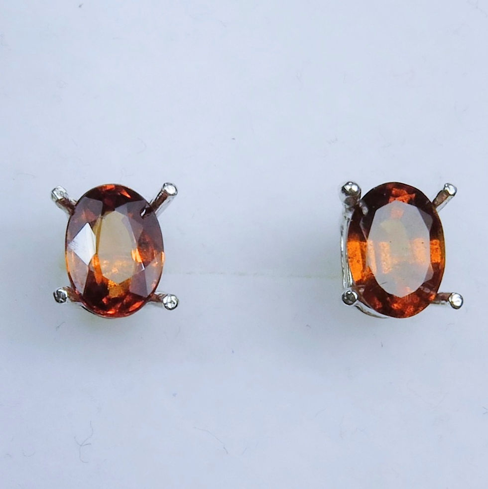 Miniatura: 2.2cts Natural Hessonite Garnet Cinnamon orange Silver /Gold stud earrings