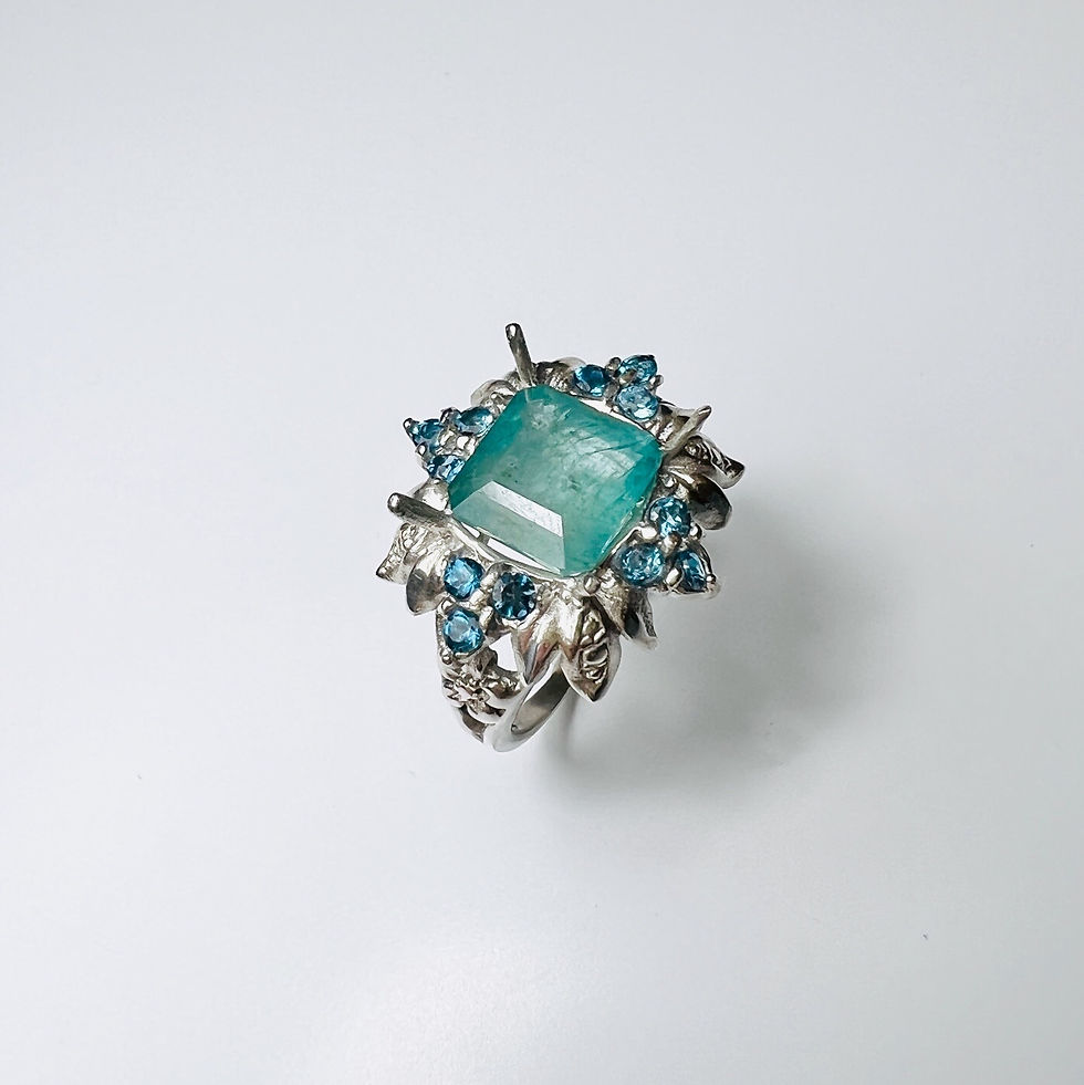 Thumbnail: 2.85cts Natural Grandidierite 925 Sterling silver art deco ring