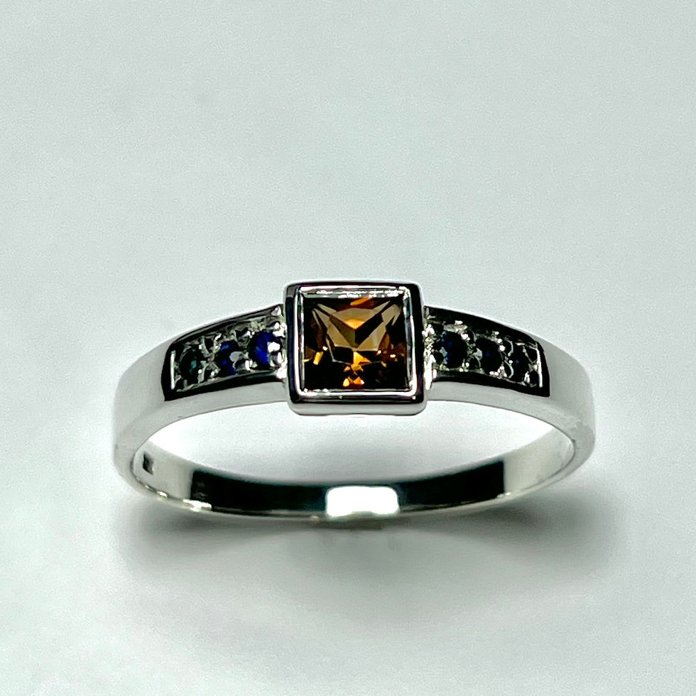 縮圖：Natural princess cut Imperial topaz brown orange yellow 925 Sterling silver 9ct 14k 18k 375 585 750 Gold Platinum unisex ring