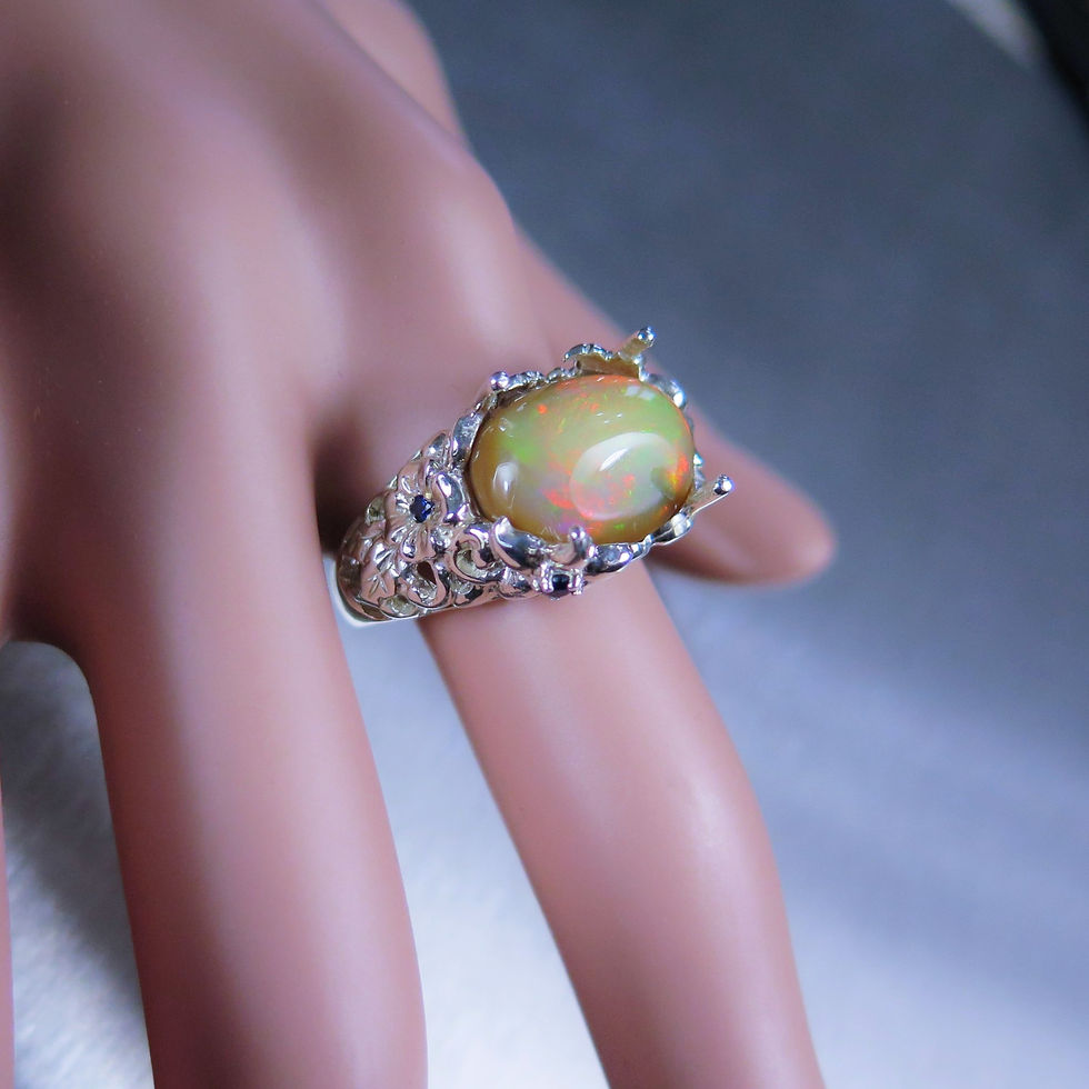 Миниатюра: 3.25ct Natural Welo Opal 925 Silver / Gold/ Platinum ring