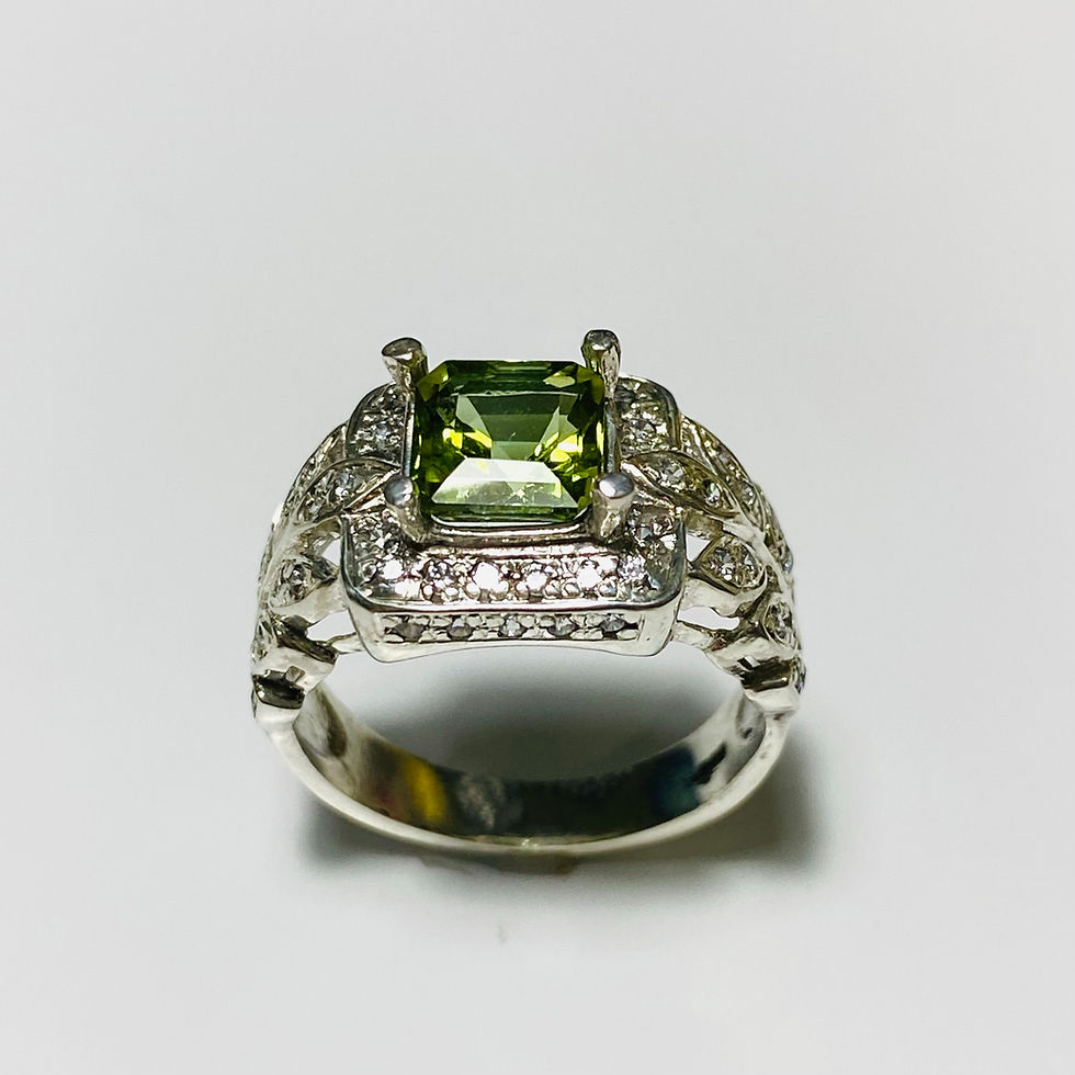 Thumbnail: Natural bi-colour Green tourmaline 925 Silver / Gold/  ring