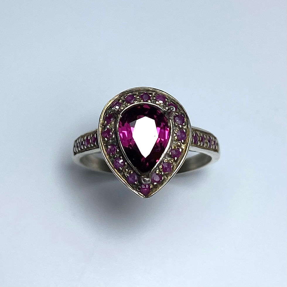 Миниатюра: 1.45cts Natural Rhodolite Garnet 925 Silver / Gold ring