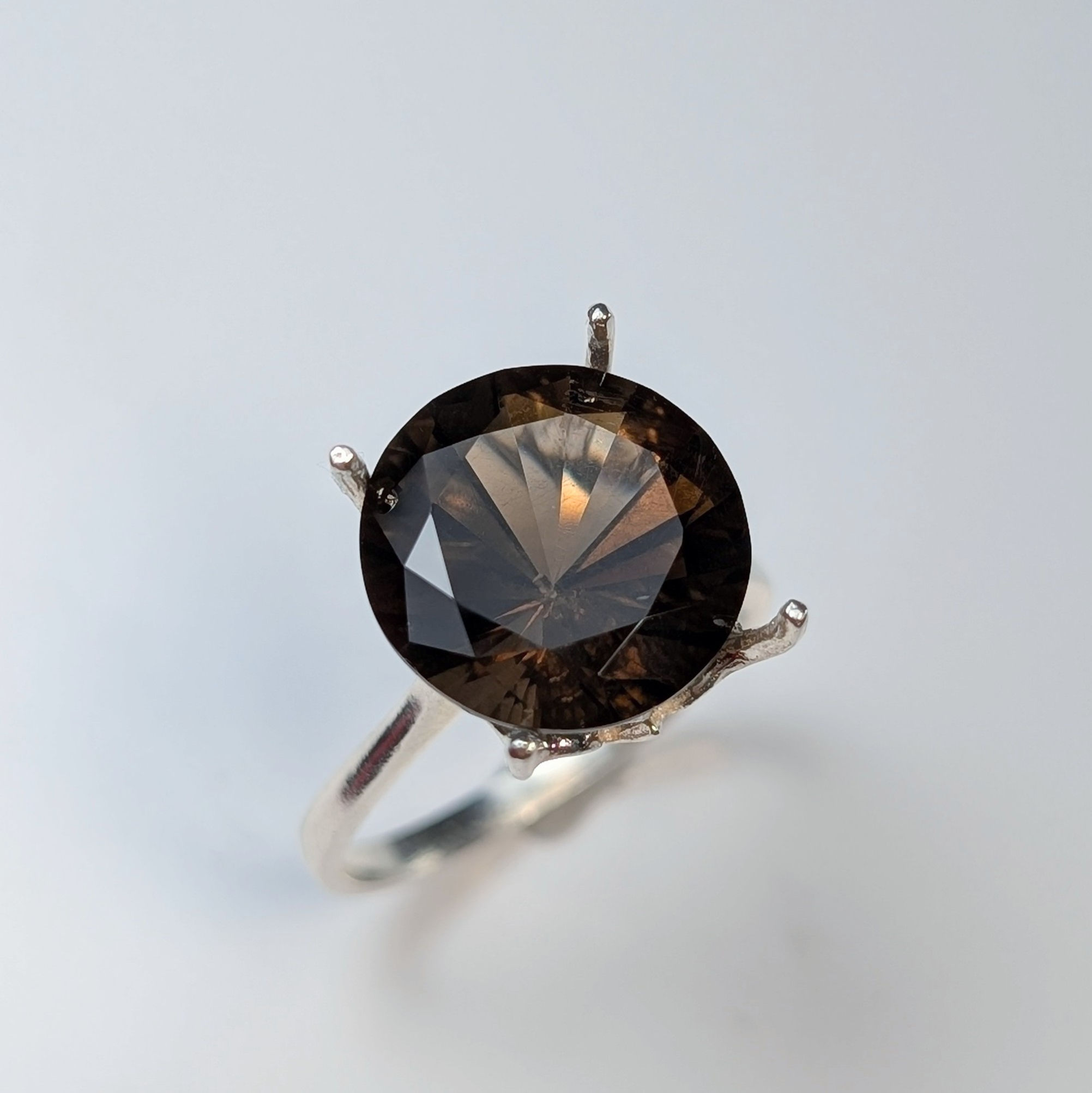 6.09cts Natural Smoky Quartz rauchtopaz 925 Silver / Gold/ Platinum ring