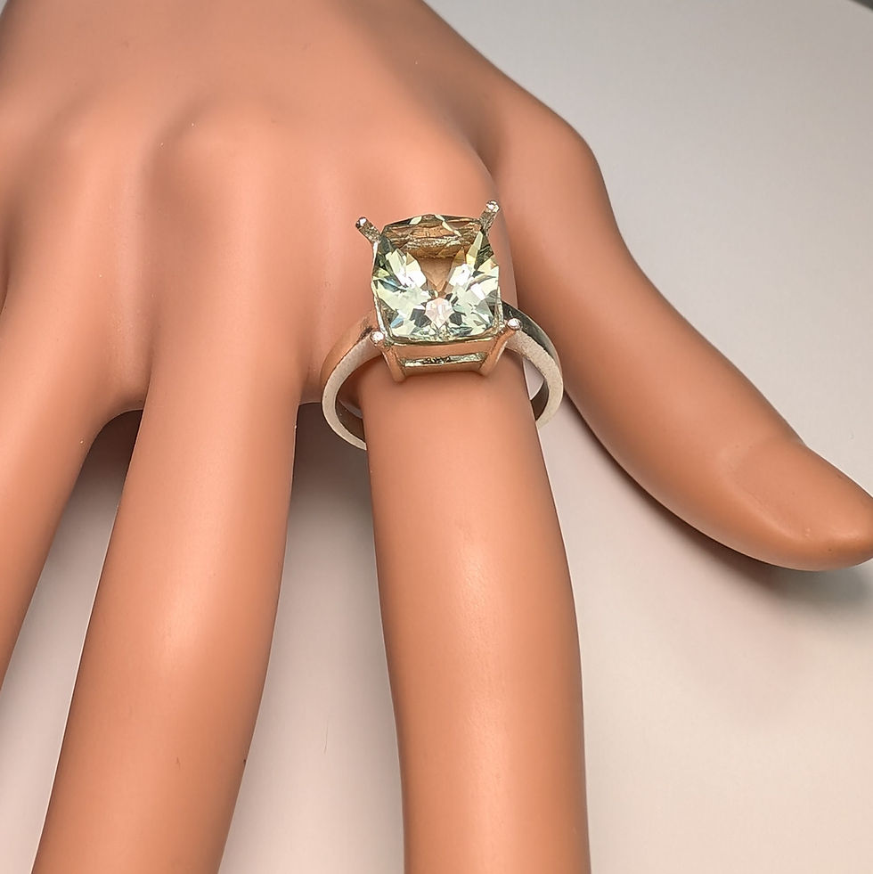 サムネイル： 5.6cts Natural Amethyst (Prasiolite) 925 Silver / Gold/ Platinum solitaire ring