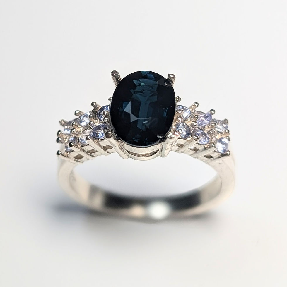 Miniatura: Certified 1.68ct Natural Indicolite tourmaline 925 Silver / Gold ring