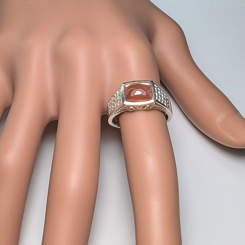 Miniature : 2.3ct Natural Rhodochrosite 925 Silver / Gold east west unisex ring