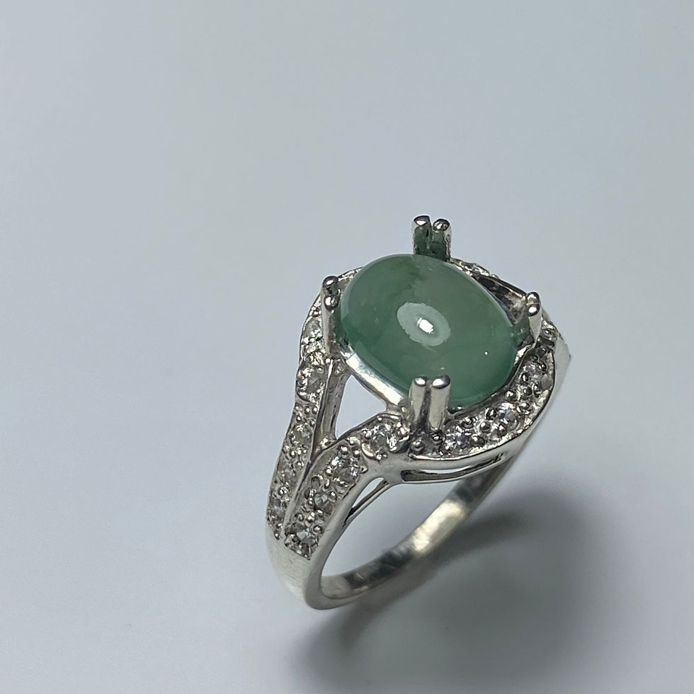 縮圖：2.45ct Natural Green Jade 925 Silver / Gold/ Platinum ring