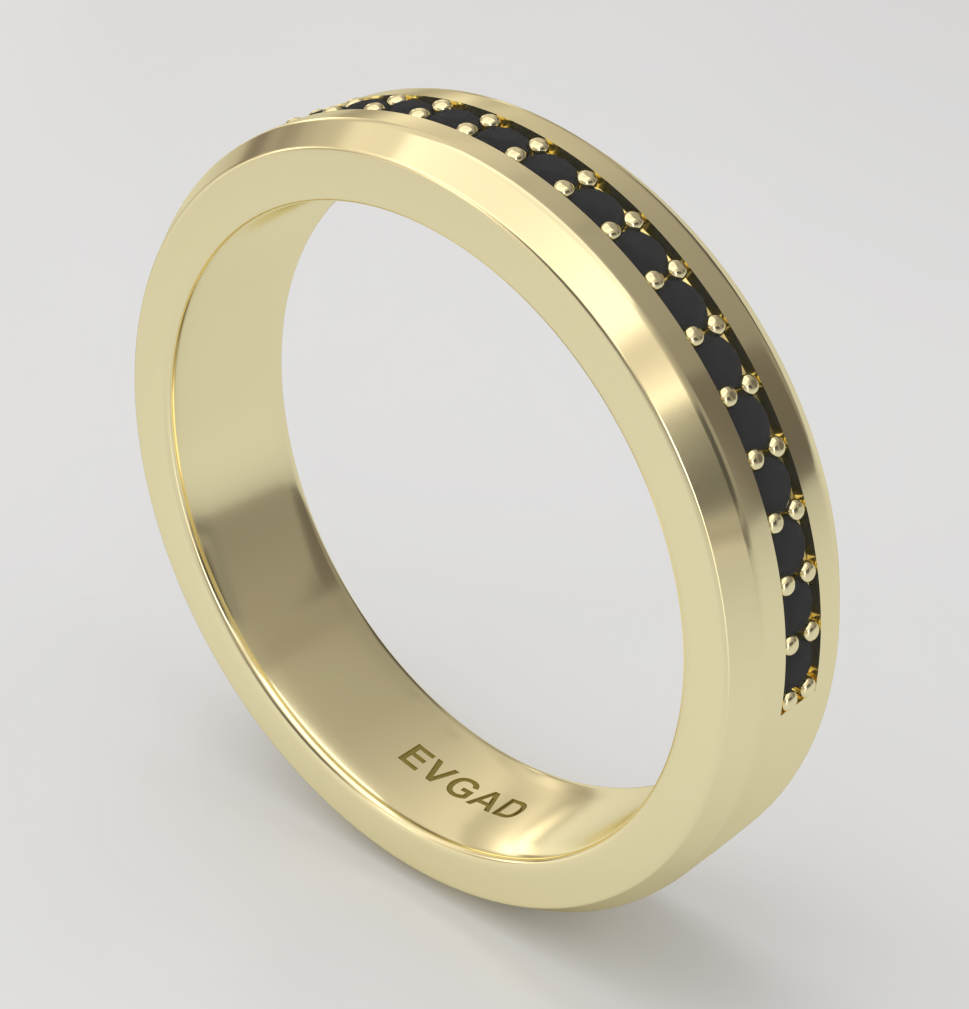 Miniature : Product: Natural black diamond Silver, Gold, Platinum wedding band half eternity ring
