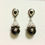 Miniatura: Certified Cultured Faceted Tahitian Black Pearl 925 Silver /Gold drop earrings