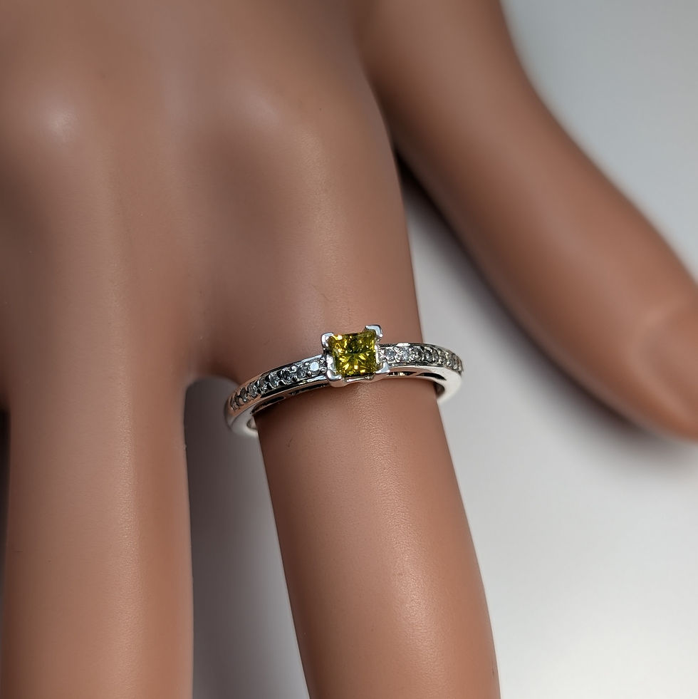 Miniature : 0.2cts Natural Diamond princess cut 925 Silver / Gold/ Platinum ring