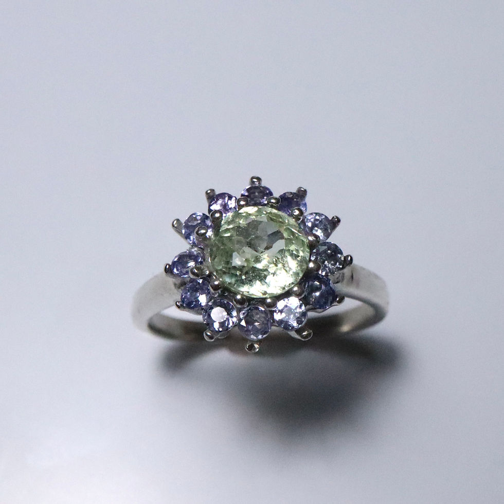 Миниатюра: Certified 1.15ct Rare Natural mint green Sapphire 925 Silver / Gold ring