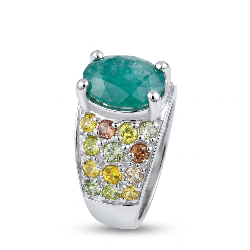 Thumbnail: 2.4cts Natural Zambian Emerald ring 925 Silver, Gold or Platinum