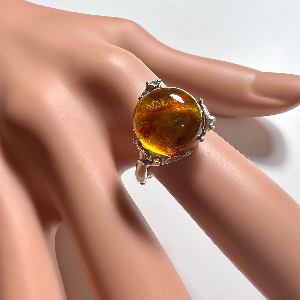 Miniature : Certified 3ct Natural Baltic Amber 925 Silver 9ct 14k 18k 375 585 750 Yellow Red White Gold 950 Platinum ring