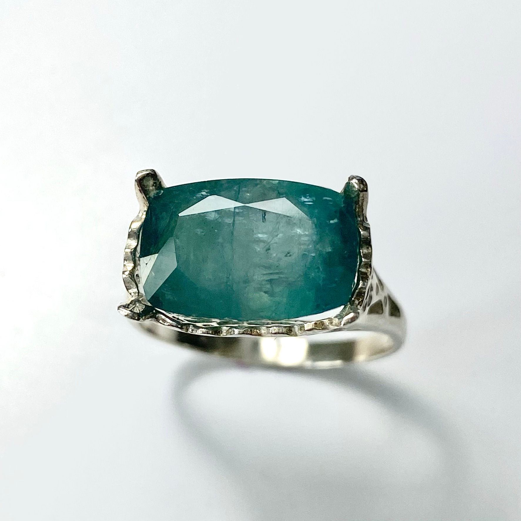 4.6cts Natural Grandidierite 925 Sterling silver art deco solitaire ring