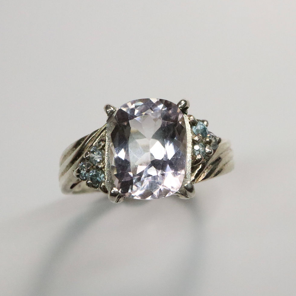 Miniatura: Certified 3ct Natural light Pink fluorapatite Sterling 925 silver, Gold ring