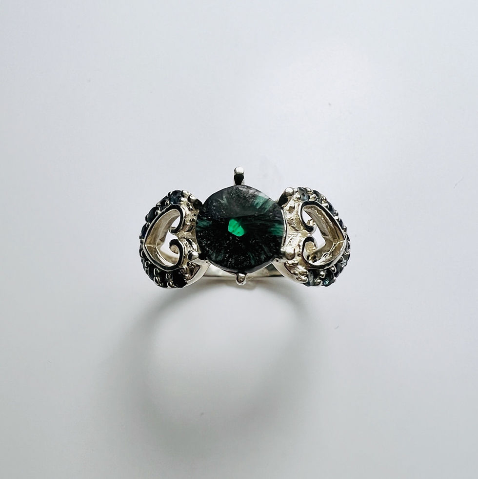 Miniatura: Natural Green trapiche emerald 925 Silver / Gold/ Platinum ring