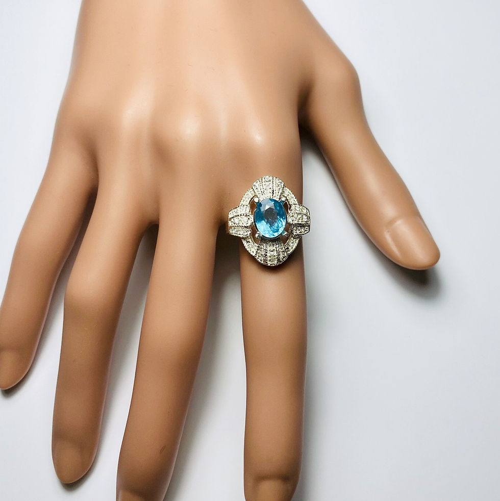 サムネイル： 1.5cts Natural Paraiba blue Apatite 925 Silver/ Gold/ Platinum ring