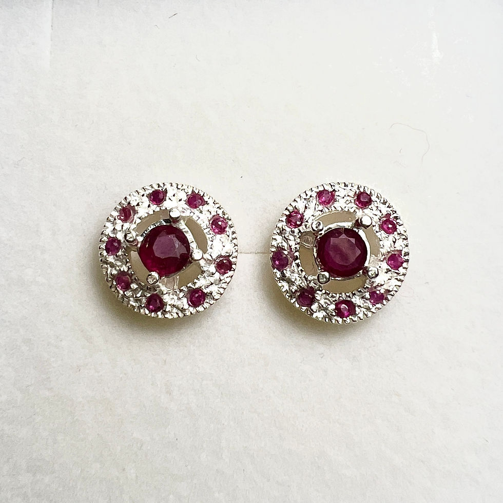 縮圖：1ct Natural red Ruby Silver /Gold / Platinum halo stud earrings