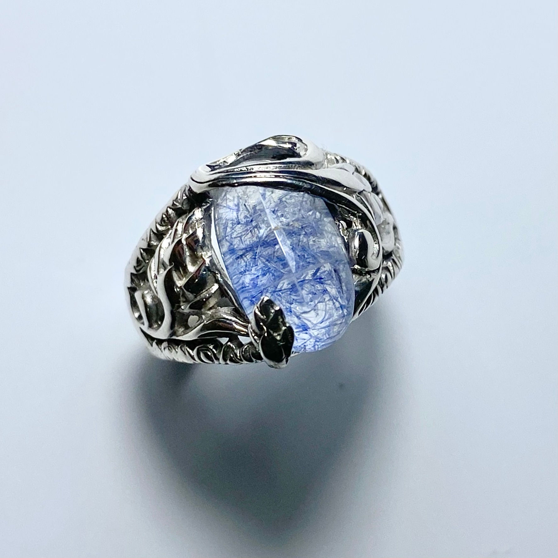 4.75cts Natural Dumortierite Quartz 925 Silver / Gold/ Platinum ring