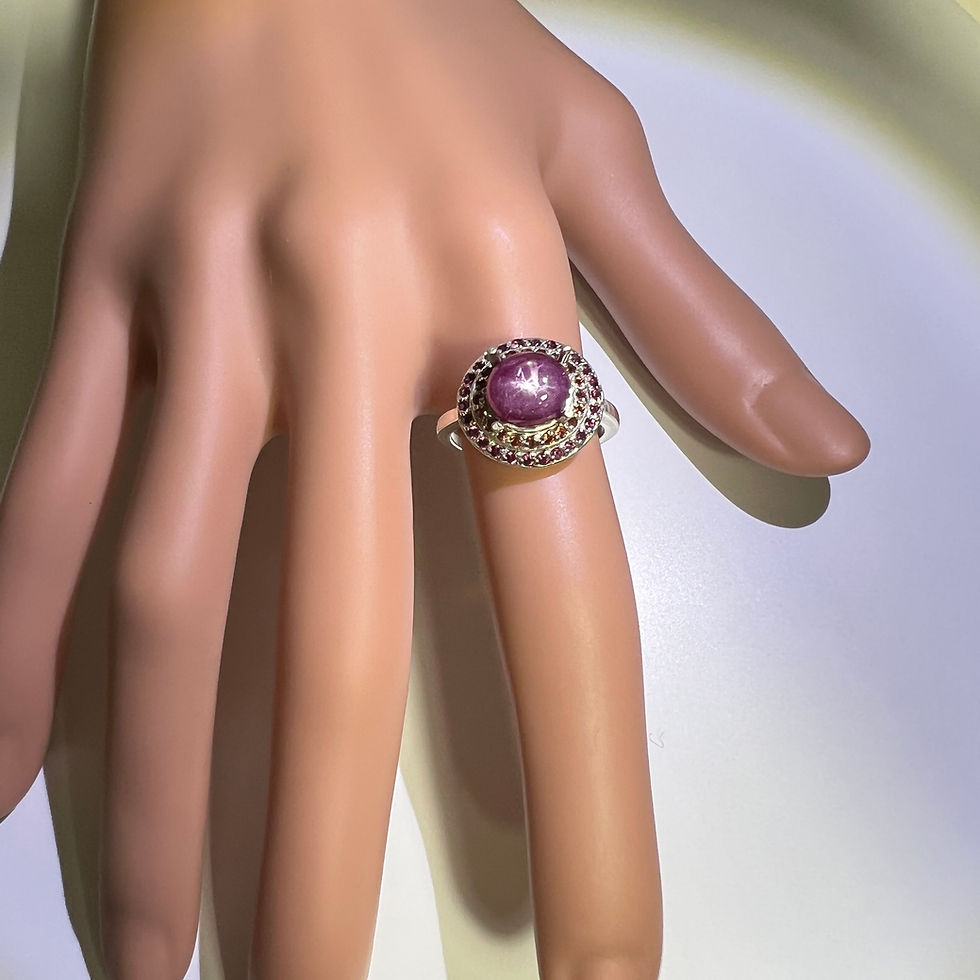 Миниатюра: 3.15cts Natural Red star ruby Silver/ Gold / Platinum ring