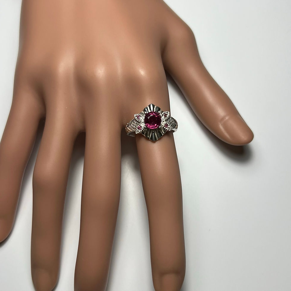 縮圖：1.5cts Natural Raspberry Rhodolite Garnet 925 Silver / Gold/ Platinum ring