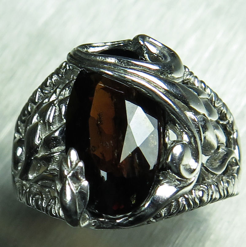 Miniature : 4cts Natural Enstatite dark brown 925 Silver / Gold/ Platinum ring