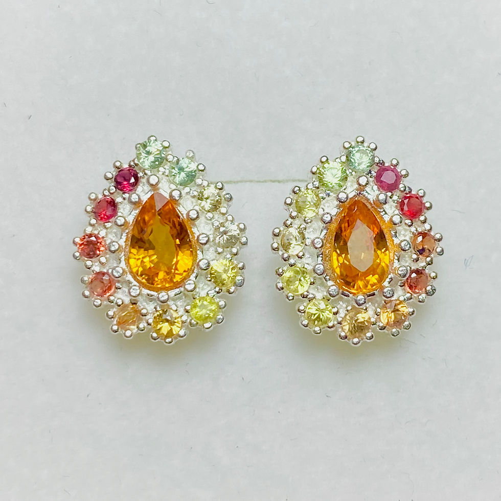 Miniature : 1.45ct Natural Sunset Orange sapphires Silver/ Gold/Platinum stud earrings