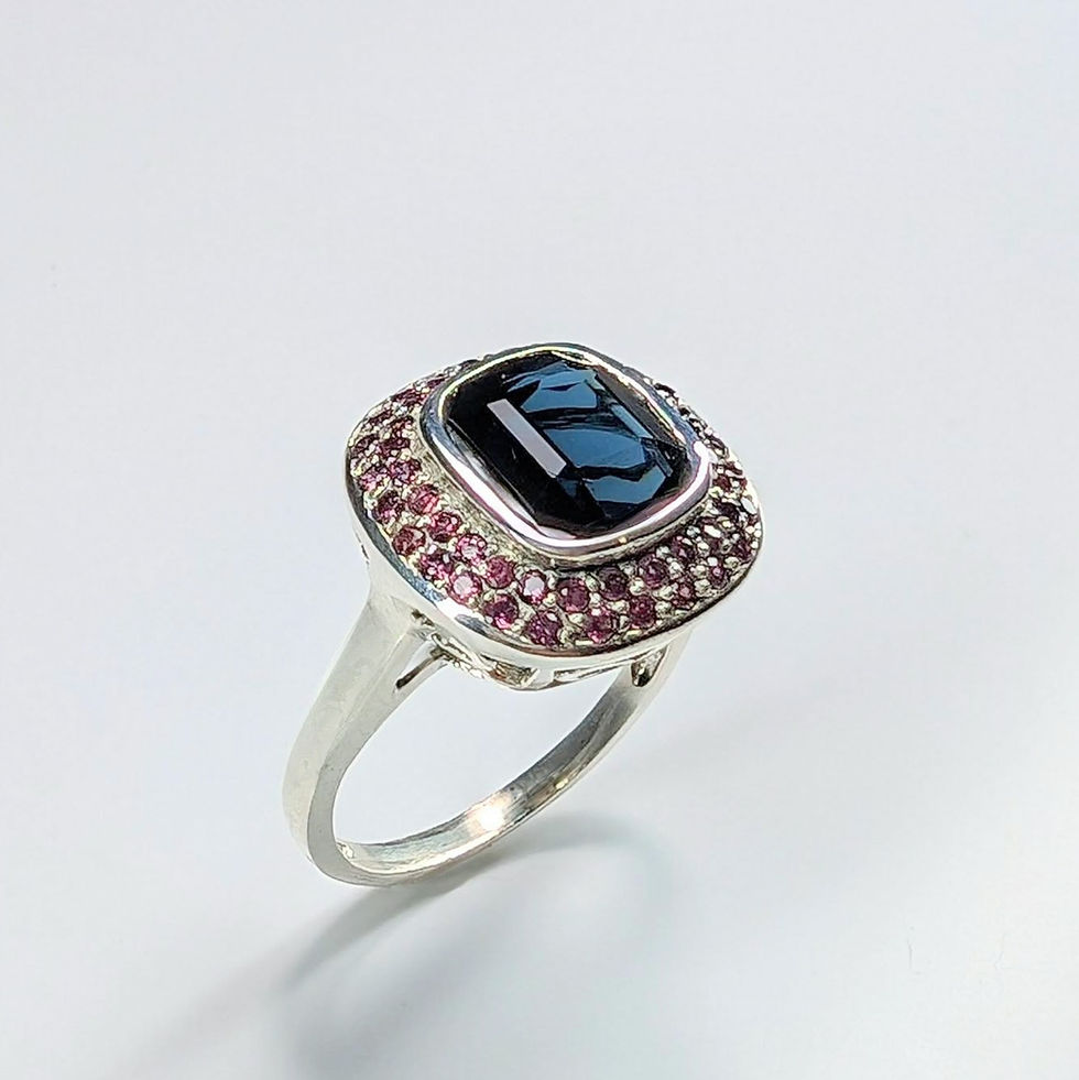 Thumbnail: 2.3ct Natural Indicolite tourmaline Blue 925 Silver / Gold ring ray style
