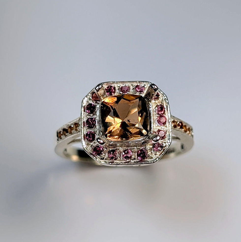 Miniature : 1.1ct Natural bi-colour Andalusite 925 Silver / Gold/ Platinum ring