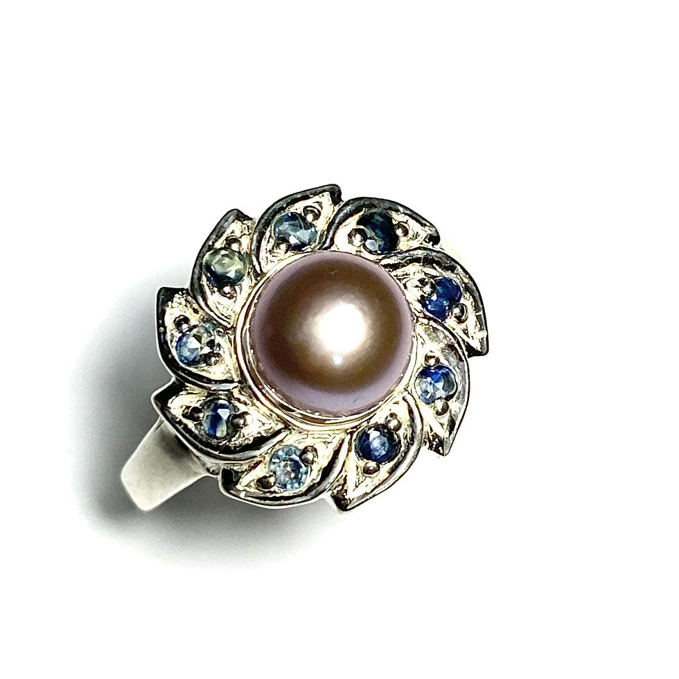 Miniatura: Certified Cultured Freshwater lavender Pearl 925 Silver / Gold/ Platinum ring