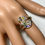縮圖：Natural sapphires, tourmaline 925 Silver / Gold seahorxse rainbow unisex ring