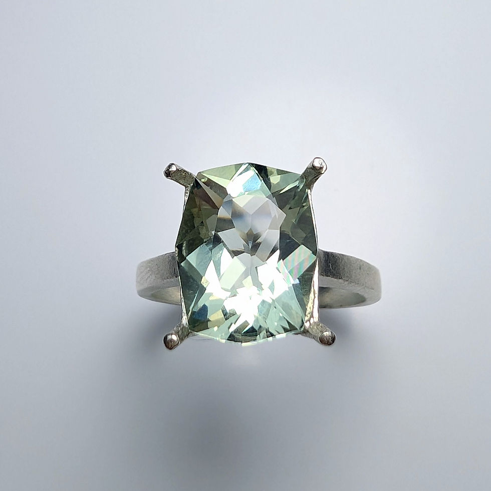 Miniatura: 5.6cts Natural Amethyst (Prasiolite) 925 Silver / Gold/ Platinum solitaire ring