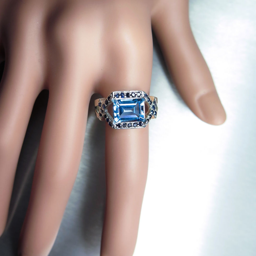 サムネイル： 2.8ct Natural Swiss Blue Topaz 925 Silver / Gold/ Platinum ring