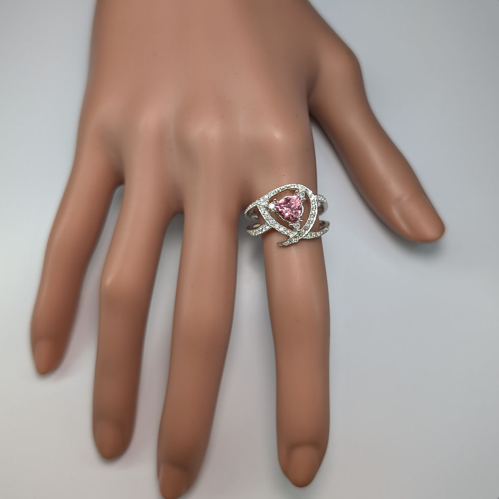 Миниатюра: 1.06cts Natural Pink Apatite 925 Silver / Gold/ Platinum ring