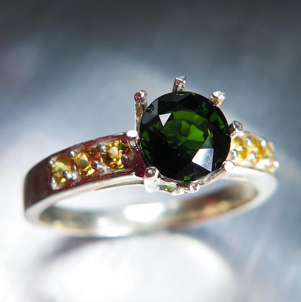 Natural 1.05cts Chrome Green tourmaline 925 Silver / Gold/ Platinum ring