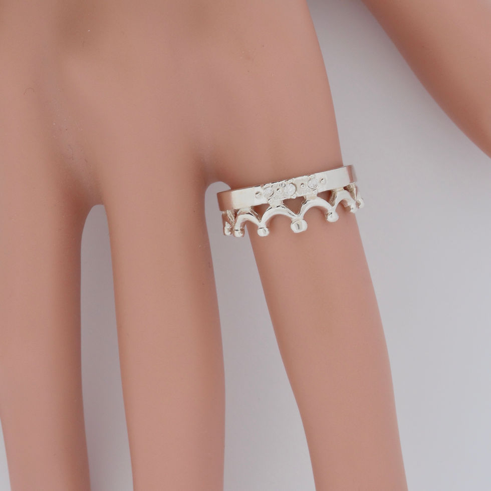 Miniature : Natural diamond 925 Silver / Gold/ Platinum crown wedding unisex ring