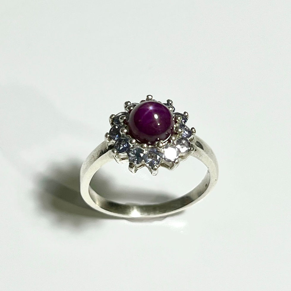 Миниатюра: 2.1cts Natural Red star ruby Silver/ Gold / Platinum halo ring