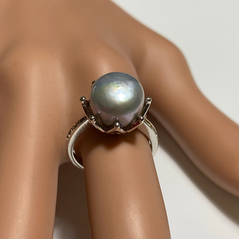 縮圖：Certified Cultured Freshwater Pearl silver grey 925 Silver / Gold/ Platinum ring