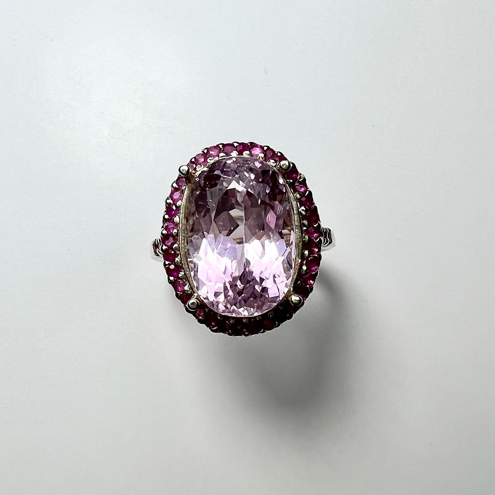 サムネイル： 9.35cts Natural pink Kunzite 925 Silver / Gold/ Platinum ring