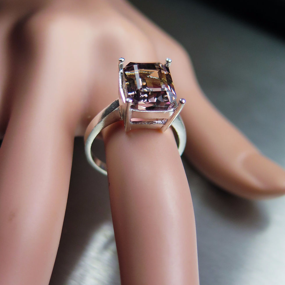 Thumbnail: 6.10cts Natural Bi-colour Ametrine 925 Silver / Gold/ Platinum ring